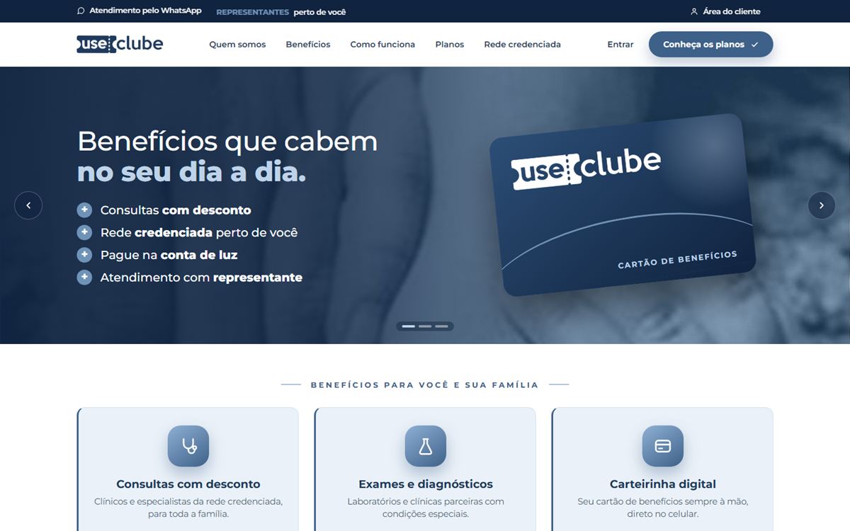Demonstração do site da USECLUBE na plataforma Selyra